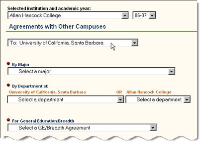 screenshot of prompt page with AHC and UCSB selected