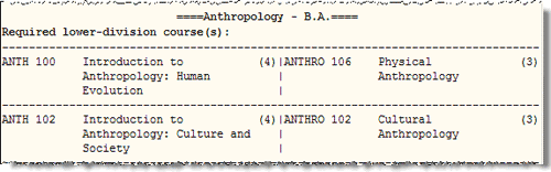 courses in two columns